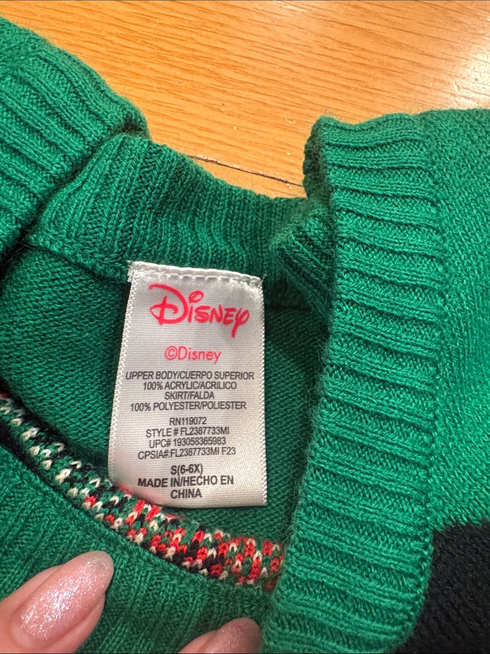 Disney Green Minnie Mouse Holiday Knit Dress with Red Accents - Picture 3 of 3